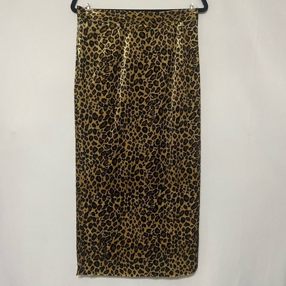 Milano LIKE NEW velvet leopard animal print high waisted pencil midi skirt 8 - Picture 1 of 5